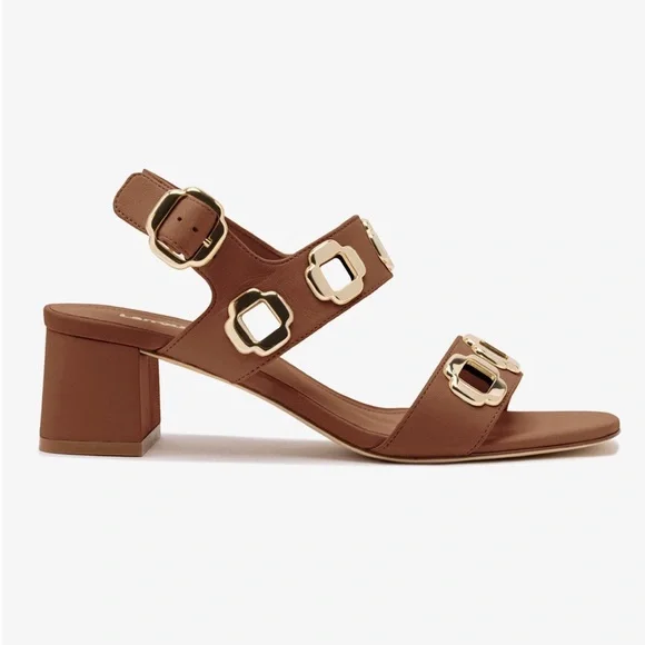 Larroudé Milan Sandal In Caramel Leather - Picture 2 of 8